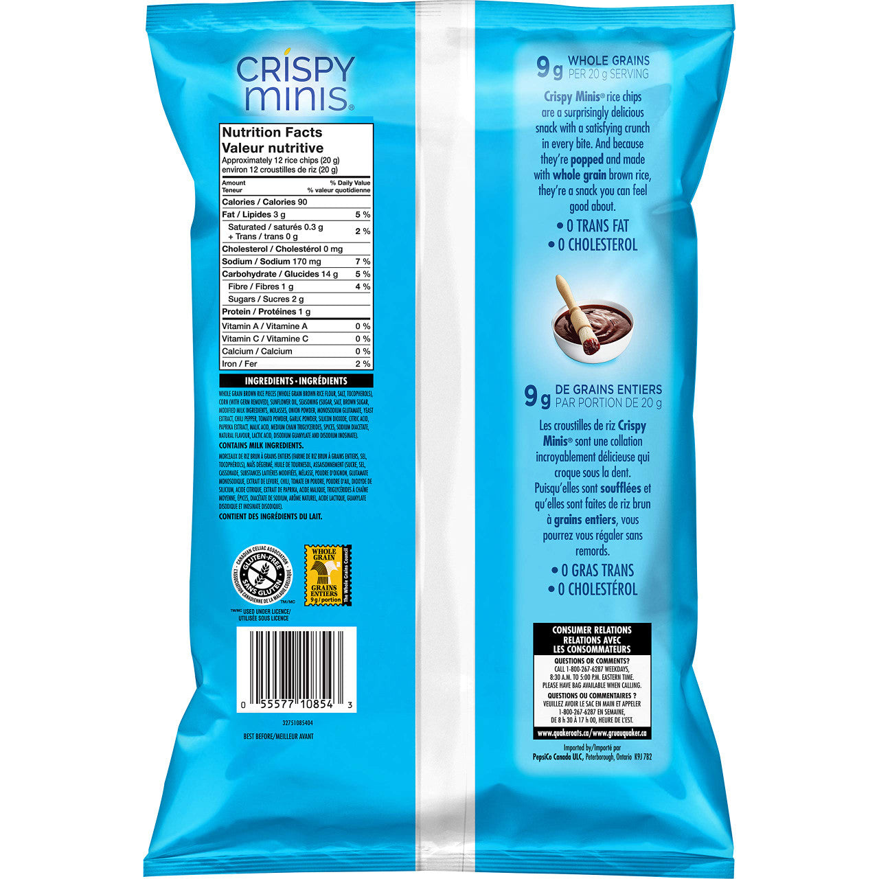 Quaker Crispy Minis BBQ, 100g/3.5 oz., 12pk {Imported from Canada}
